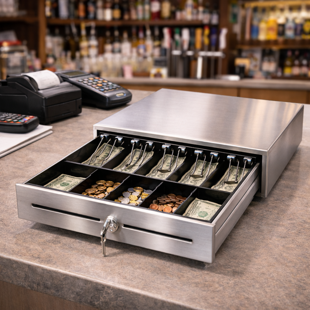 Cash DraPOS Cash Drawer – Heavy-Duty Cash Register Drawer for Retail & Restaurant Point of Sale Systemswer