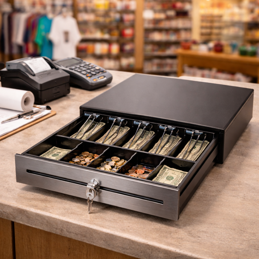 Cash DraPOS Cash Drawer – Heavy-Duty Cash Register Drawer for Retail & Restaurant Point of Sale Systemswer
